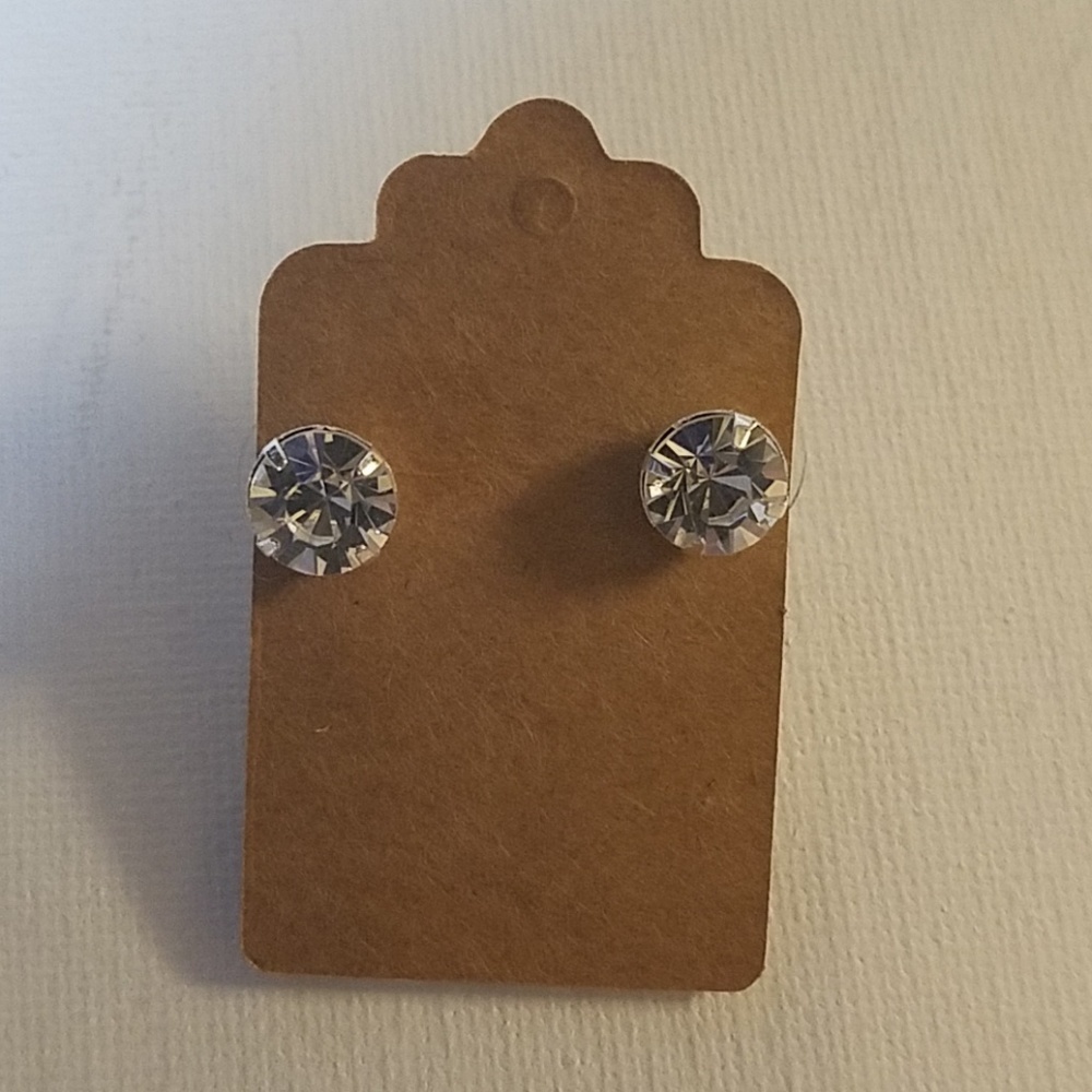 Faux Diamond Stud 0.6 Cm Silver Earrings